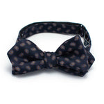 General Knot & Co. Self-Tied Diamond Point Bow 2.5" at widest 2.5" W- adjustable band 13.5" - 18.5" / Navy Navy Silk Paisley Bow