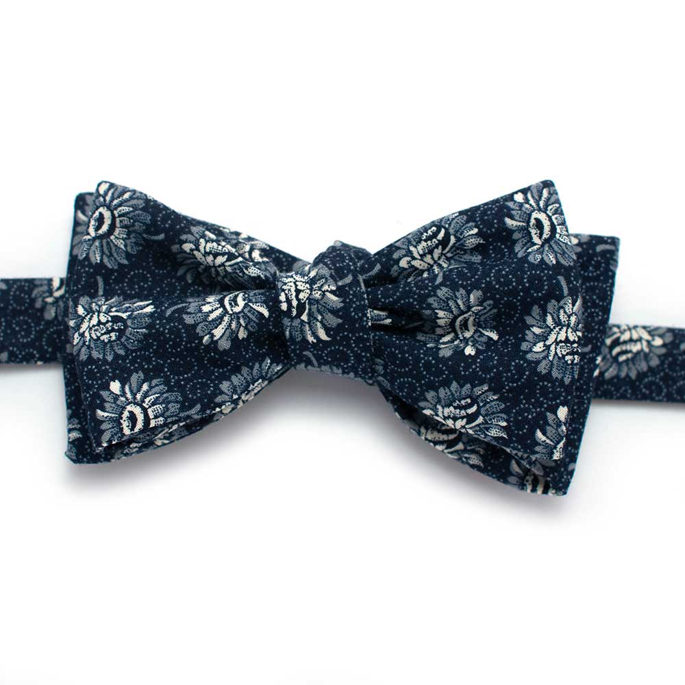 General Knot & Co. Apparel & Accessories 58" L x 2.9" W / Navy Vintage Cactus Flower Bow