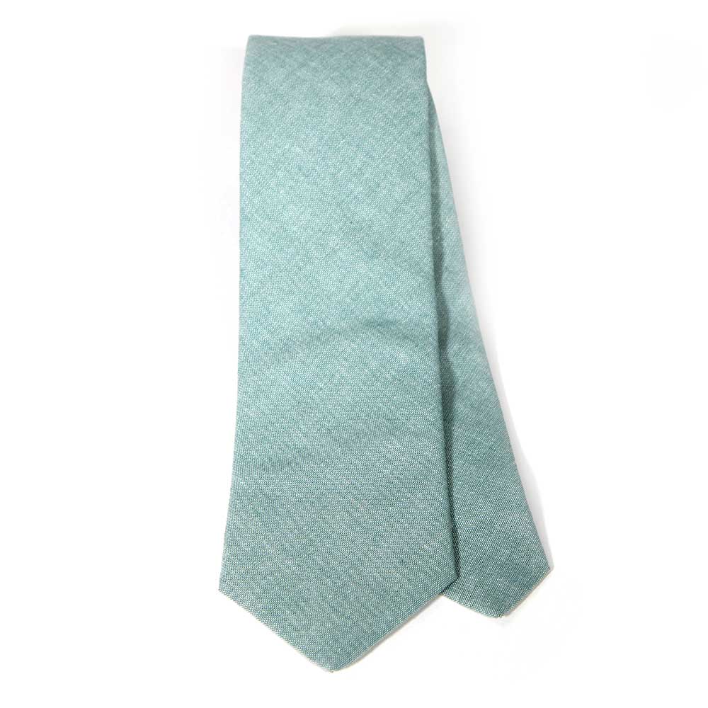 General Knot & Co. Neckties 2.9" W x 58" L / Green Sage Chambray Necktie