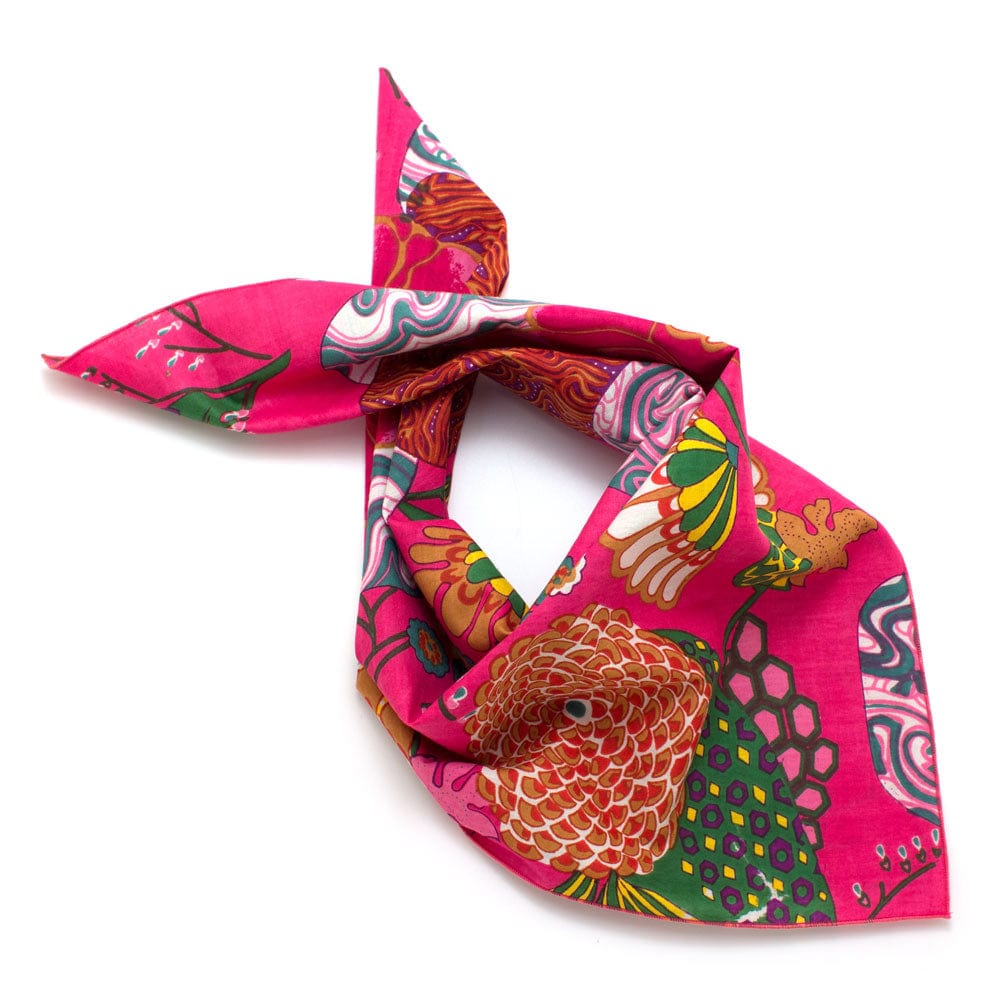 General Knot & Co. Bandanas One Size / Pink Multi Vivid Garden Block Print Bandana