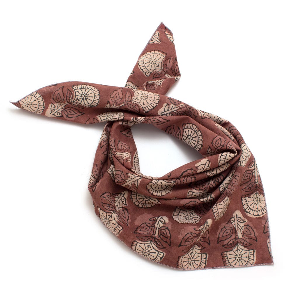 General Knot & Co. Bandanas One Size / Rust Dusty Brick Block Print Bandana
