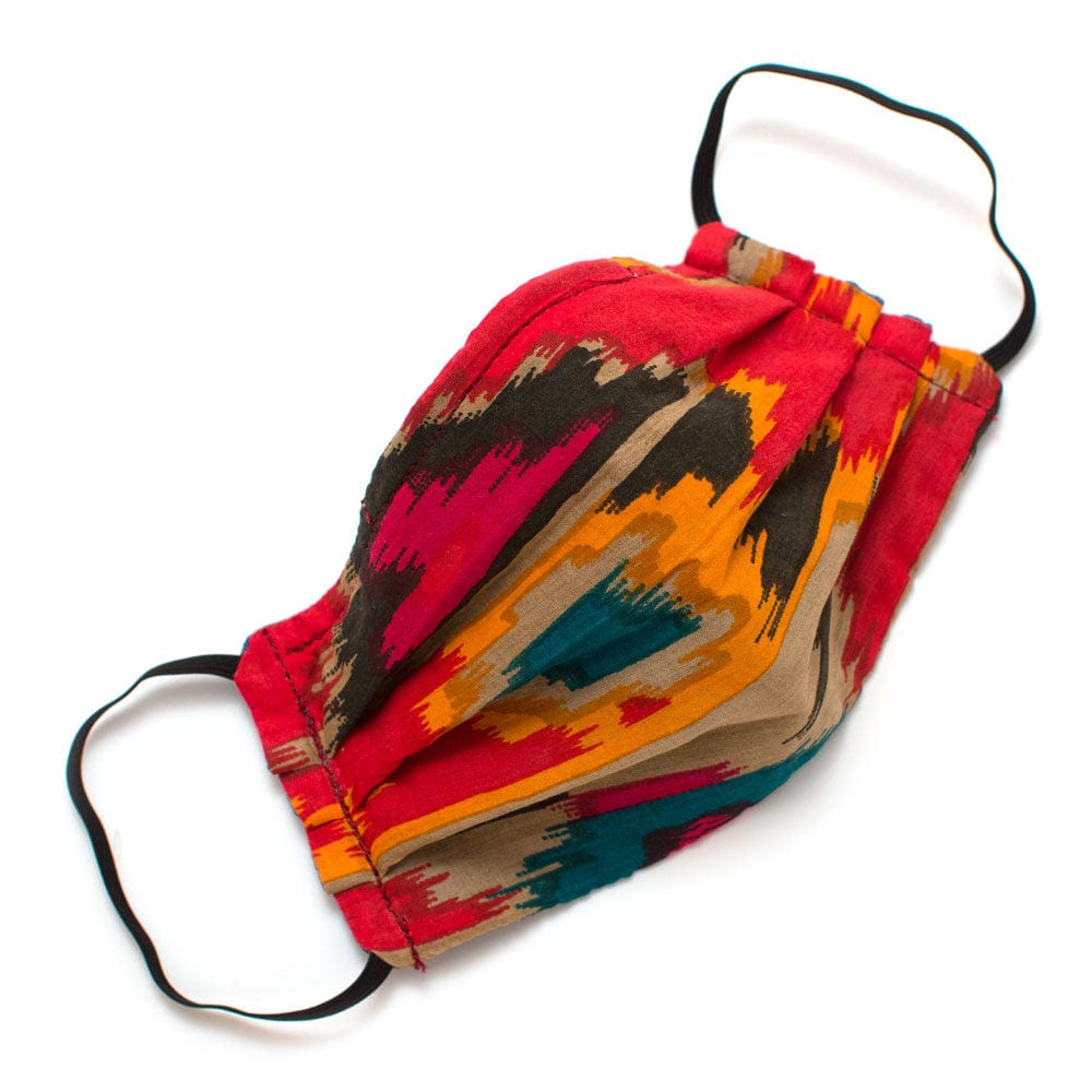 General Knot & Co. Masks 3 Layer / Multi Reusable Flame Ikat Face Mask- Elastic Loops