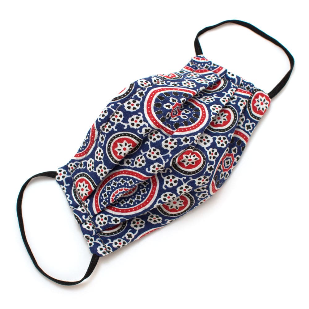 General Knot & Co. Masks Reusable Blue Mosaic Face Mask- Elastic Loops- Kids Sizes Available