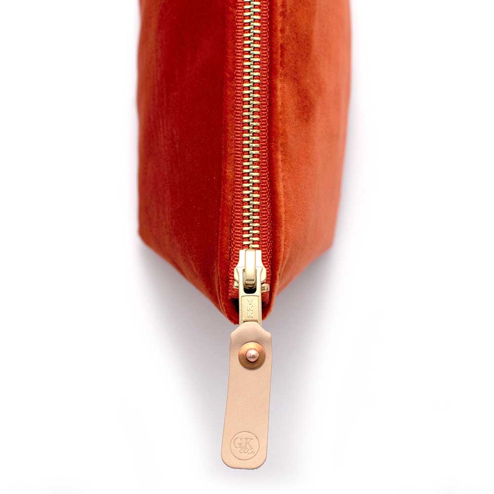 General Knot & Co. Bags One Size / Orange Persimmon Velvet Travel Clutch