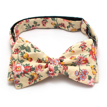 General Knot & Co. Self-Tied Classic Bow Tie 2.5" at Widest 2.5" W-13.5" to 18.5" Adjustable Band / Multi Butter Rose Bow