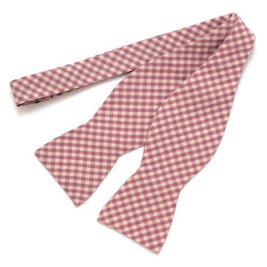 General Knot & Co. Self-Tied Classic Bow Tie 2.5" at Widest 2.5" W-13.5" to 18.5" Adjustable Band / Purple Endicott Gingham Bow- Lilac