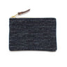 General Knot & Co. Bags One Size / Navy/Ivory Japanese Indigo Chalk Stripe Zipper Pouch
