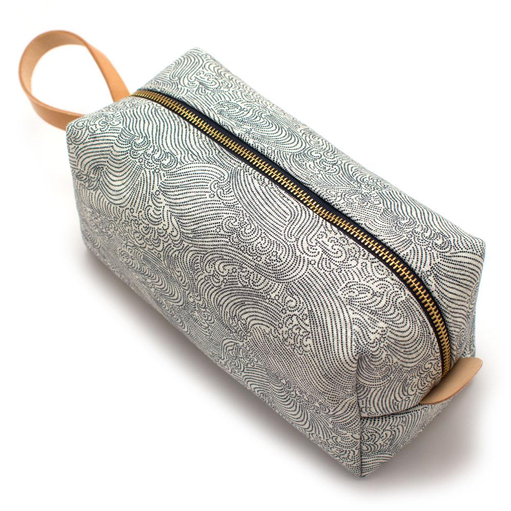 General Knot & Co. Bags Natural/Navy Japanese Tidal Wave Travel Kit- Ivory