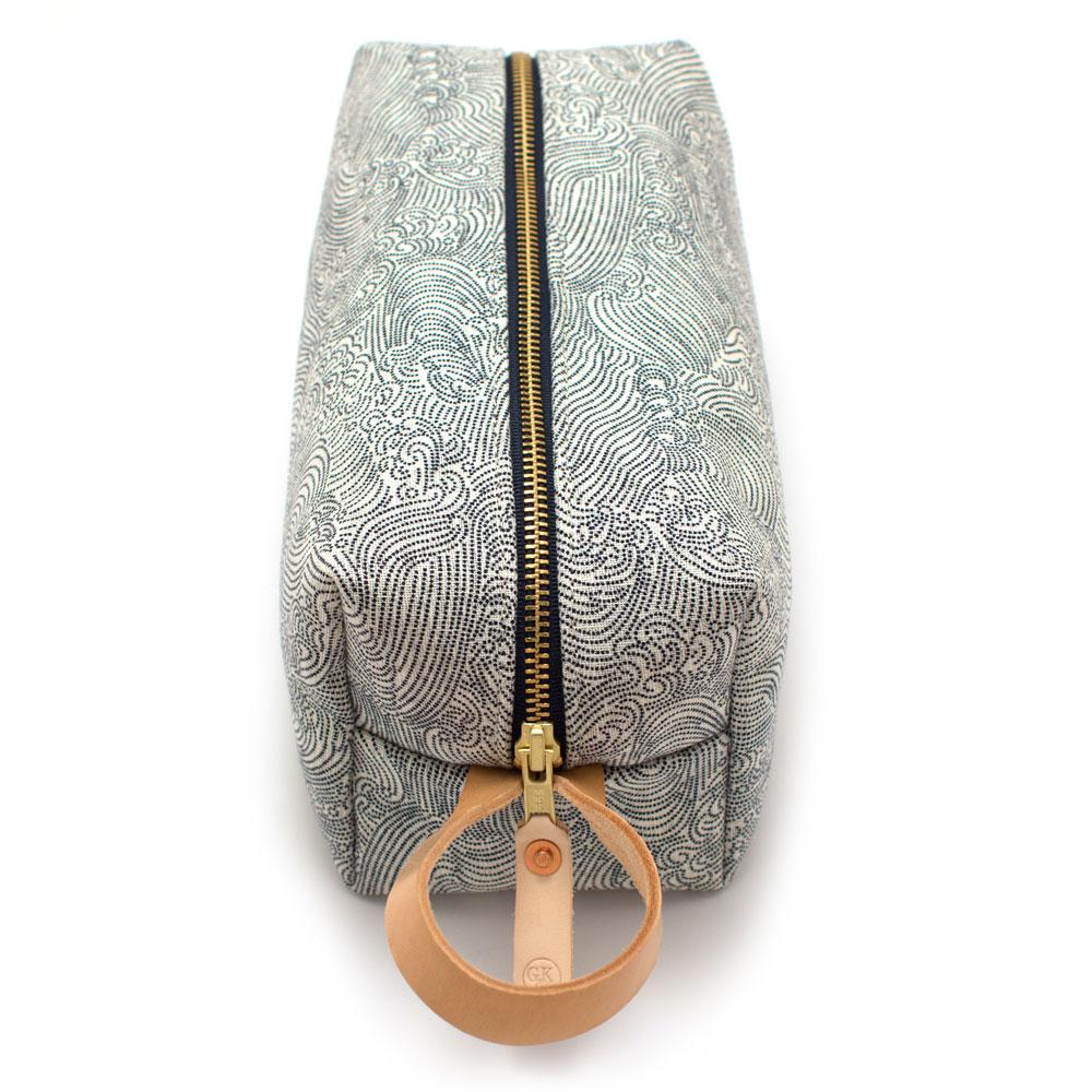 General Knot & Co. Bags Natural/Navy Japanese Tidal Wave Travel Kit- Ivory