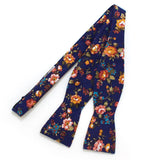 General Knot & Co. Self-Tied Classic Bow Tie 2" at Widest 2.5" W-13.5" to 18.5" Adjustable Band / Navy Vintage English Rose Classic Bow Tie
